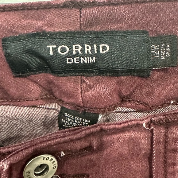 Torrid Burgundy Denim Pants - Picture 2 of 5